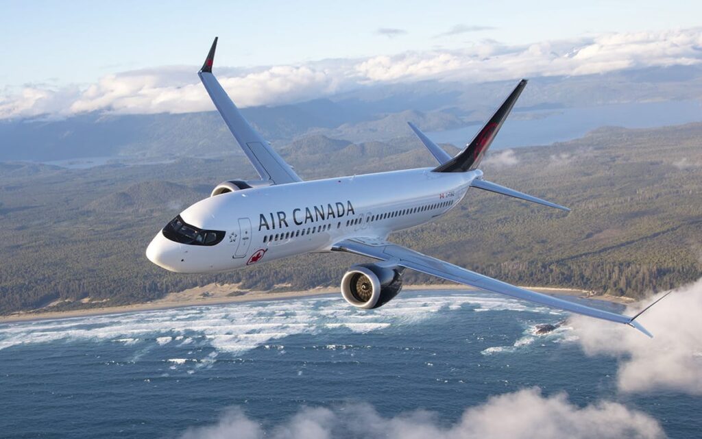 Air Canada airplane in flight